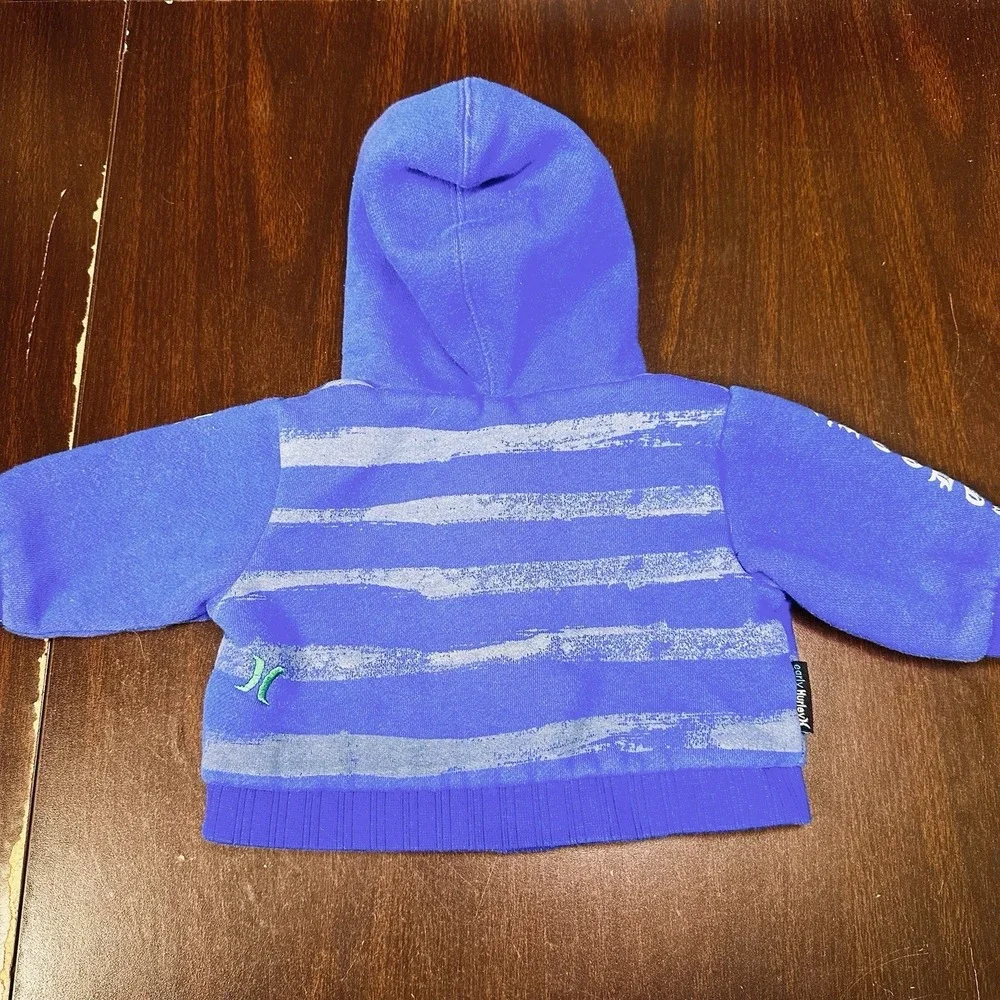 Early Hurley Reversible Zip Hoodie Blue Graphic Print Freedom Movement Boys 3-6M